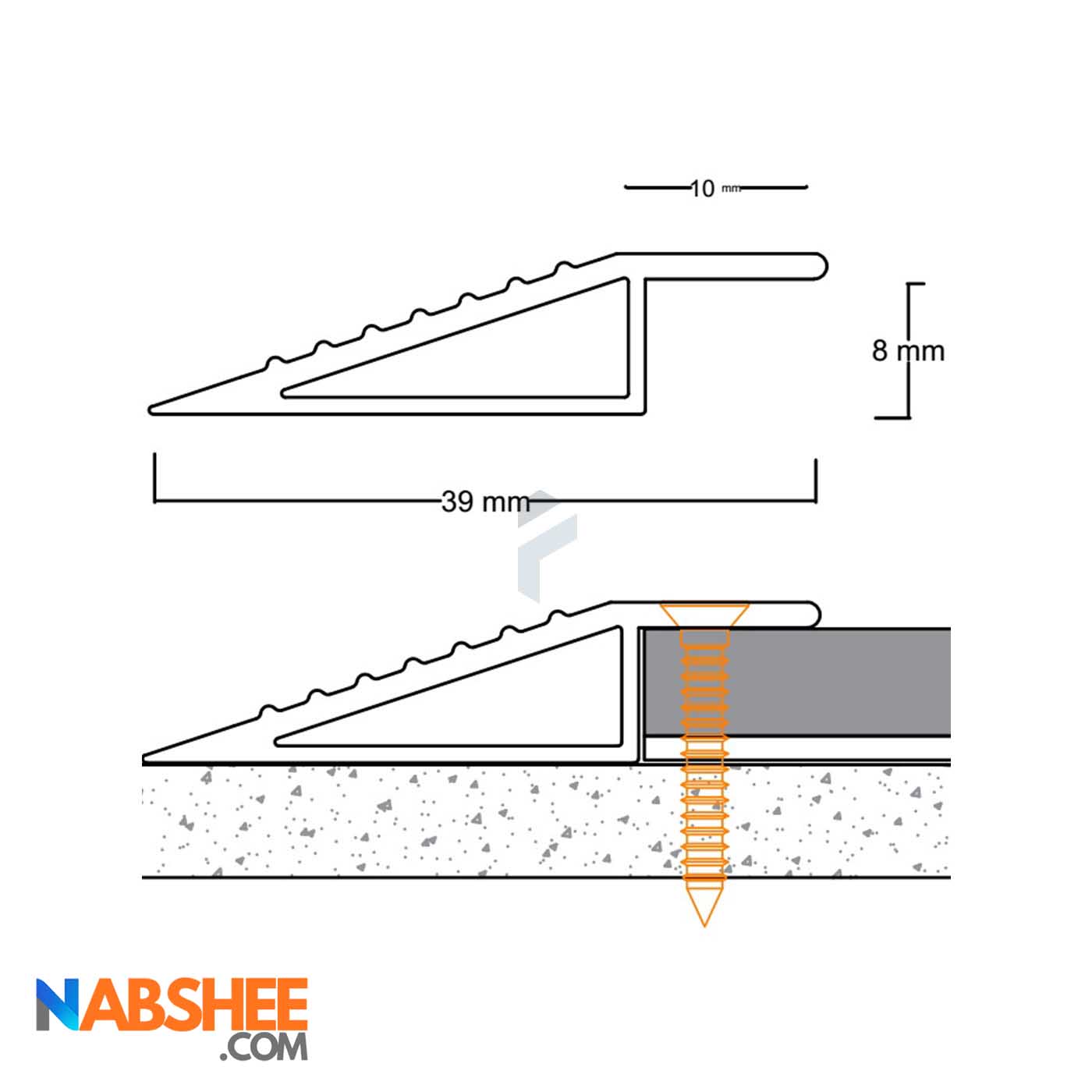 پروفیل آلومینیومی شیبدار مثلثی ارتفاع 8 میل کد A3 نقره ای (شاخه 3 متری)