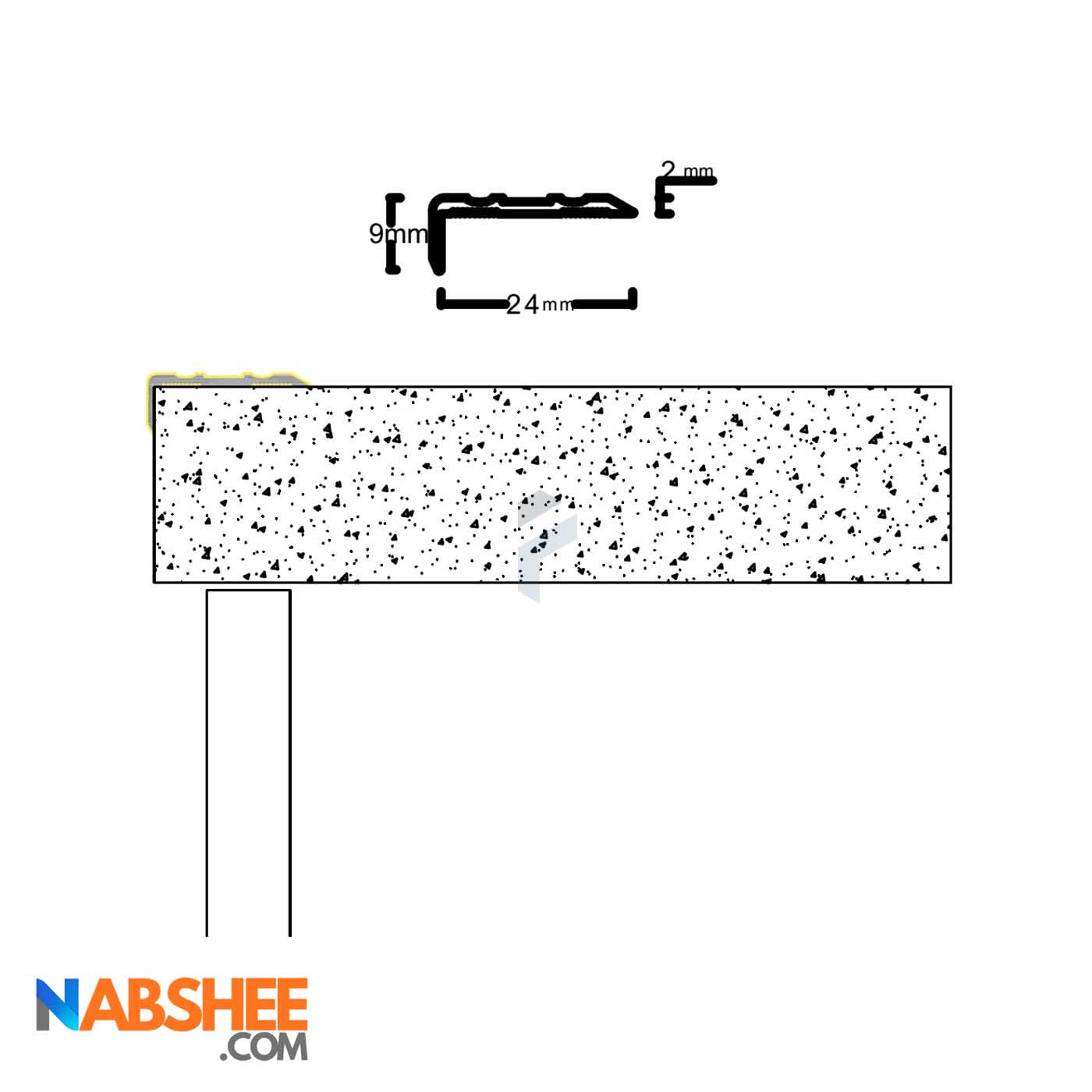 پروفیل آلومینیومی نبشی دور کد A12 نقره ای (شاخه 3 متری)