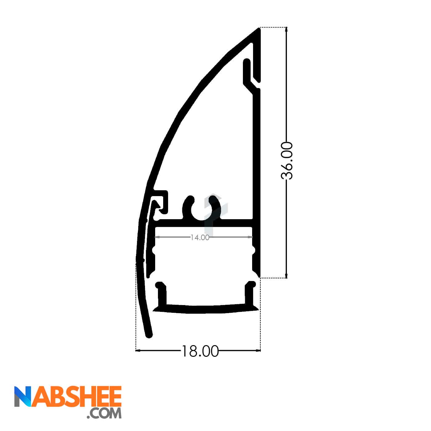 قرنیز آلومینیومی قوس دار 4 سانتی با شیار LED کد LS4 نقره ای (شاخه 3 متری)