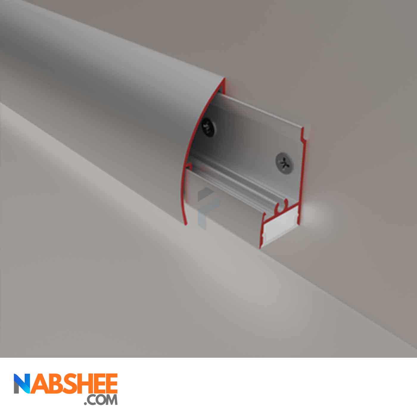 قرنیز آلومینیومی قوس دار 4 سانتی با شیار LED کد LS4 نقره ای (شاخه 3 متری)