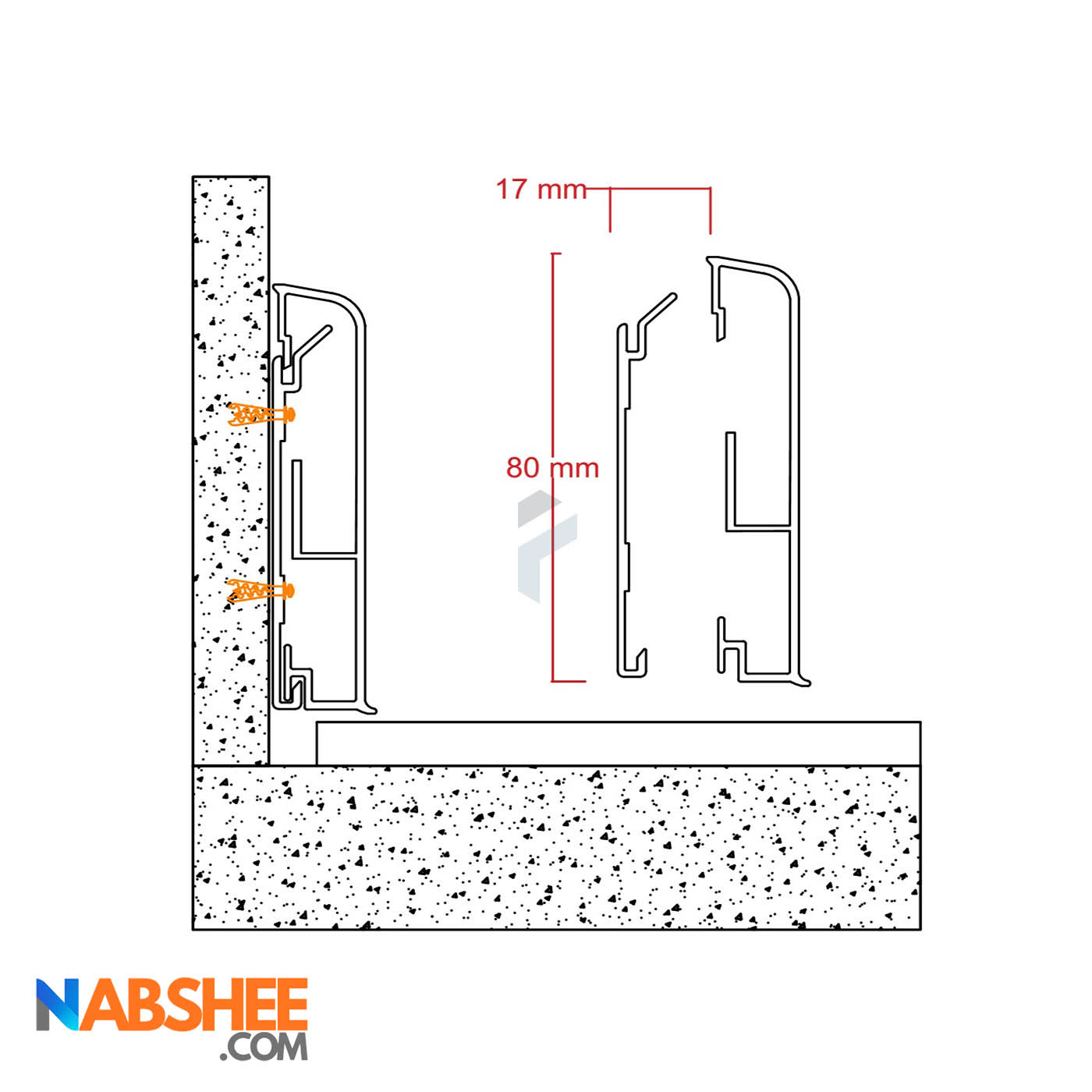 قرنیز آلومینیومی 8 سانتی بدون شیار LED کد A42 نقره ای (شاخه 3 متری)