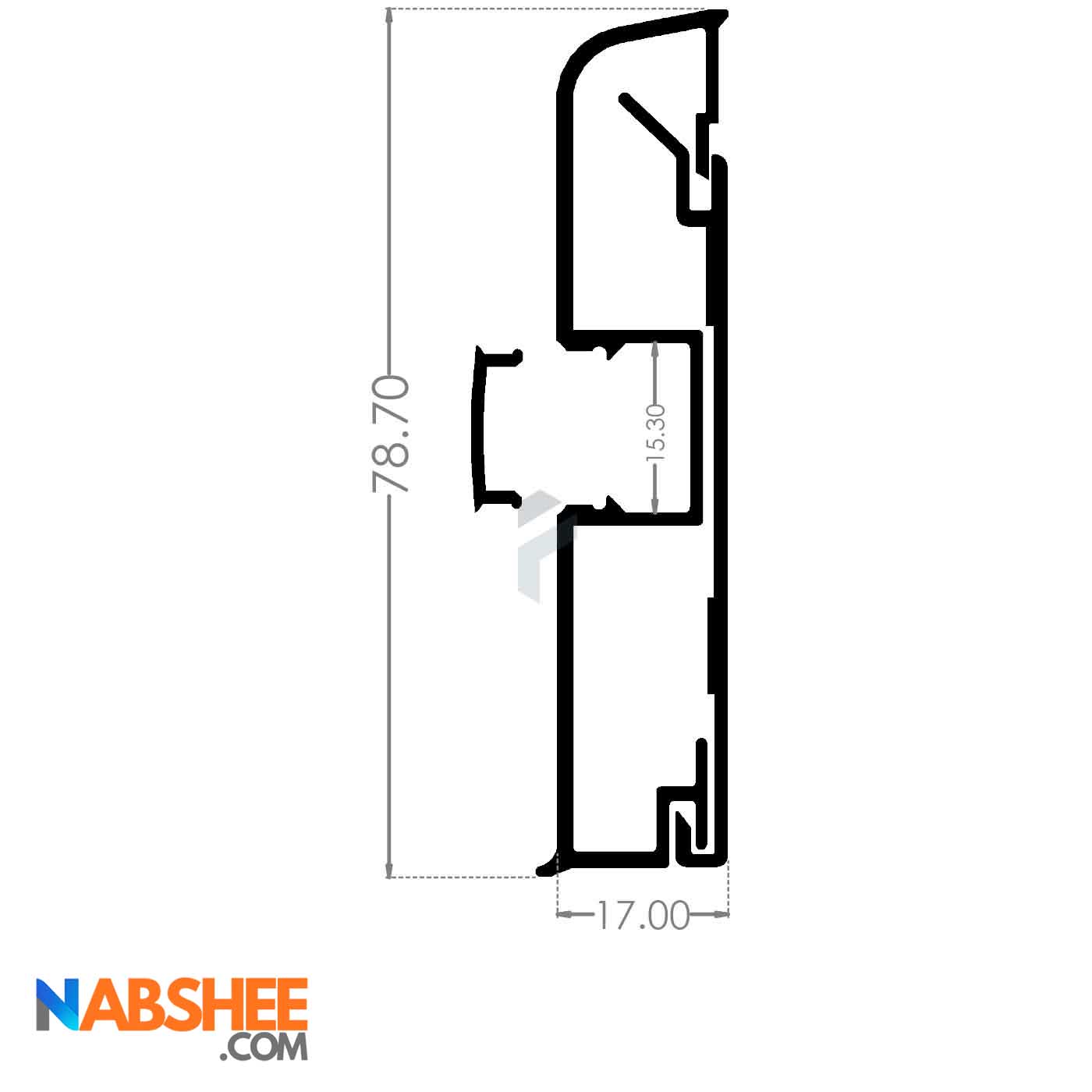 قرنیز آلومینیومی 8 سانتی با شیار LED کد LS8B مشکی (شاخه 3 متری)