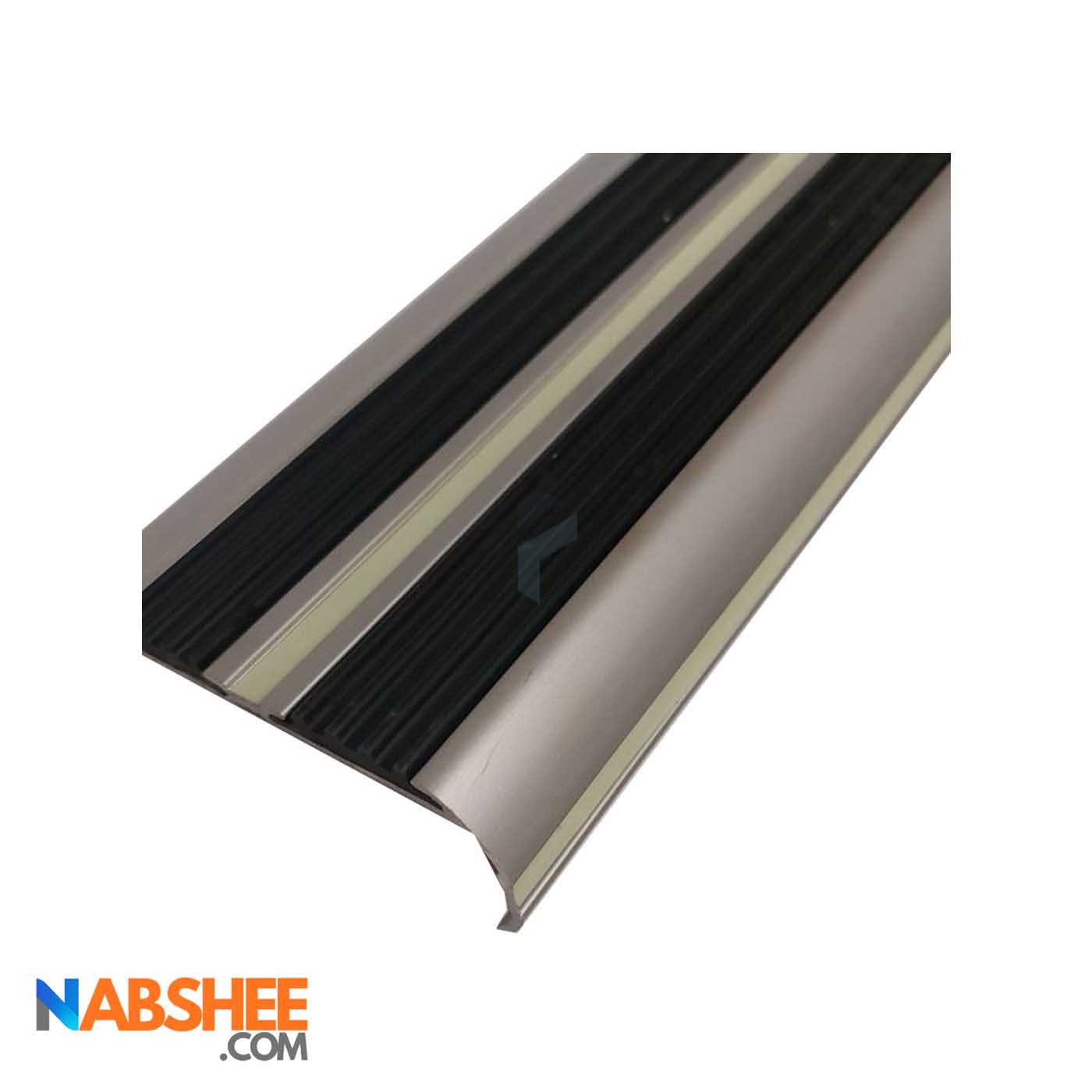 ترمز پله آلومینیومی دو کانال با رویه لاستیکی مشکی کد T2-R