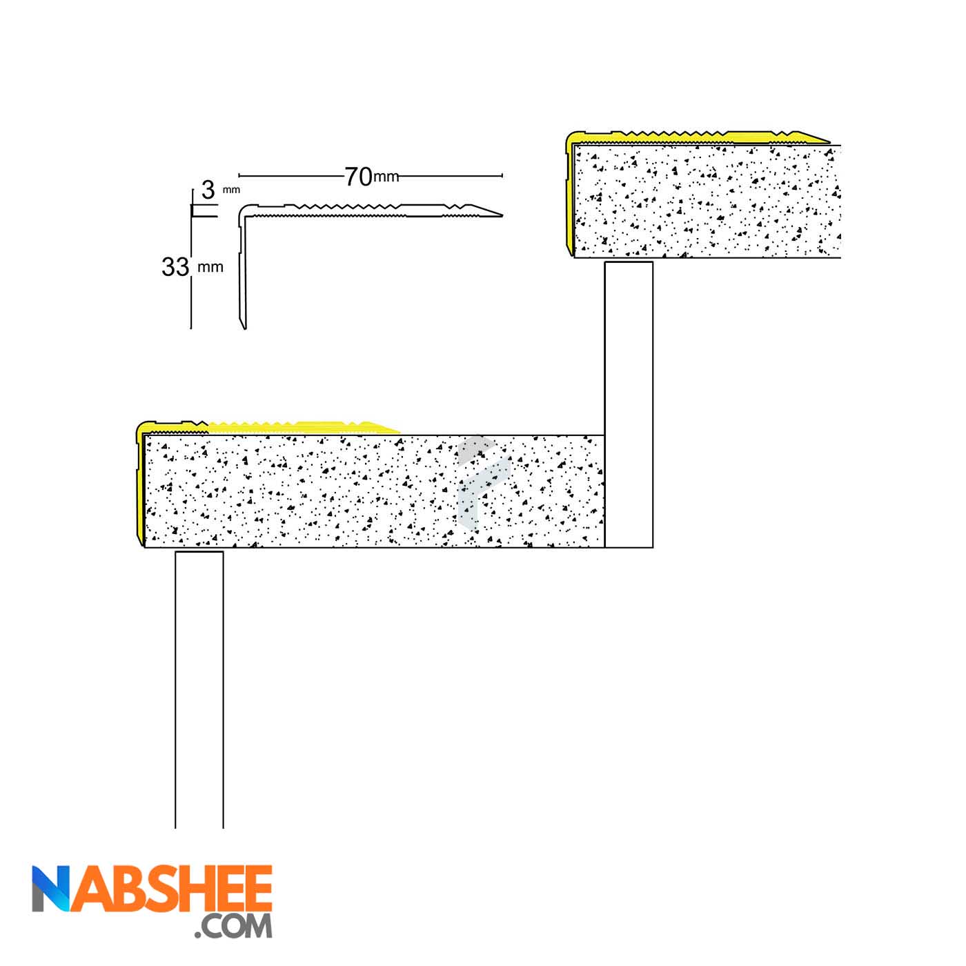 ترمز پله آلومینیومی ساده شب تاب دار کد T3