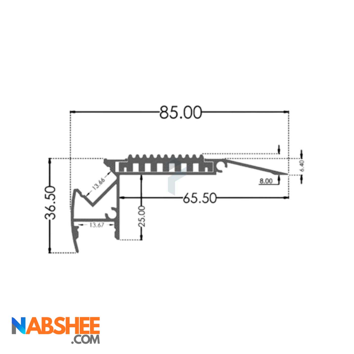 ترمز پله آلومینیومی دوبل با شیار LED کد T6B مشکی (شاخه 6 متری)
