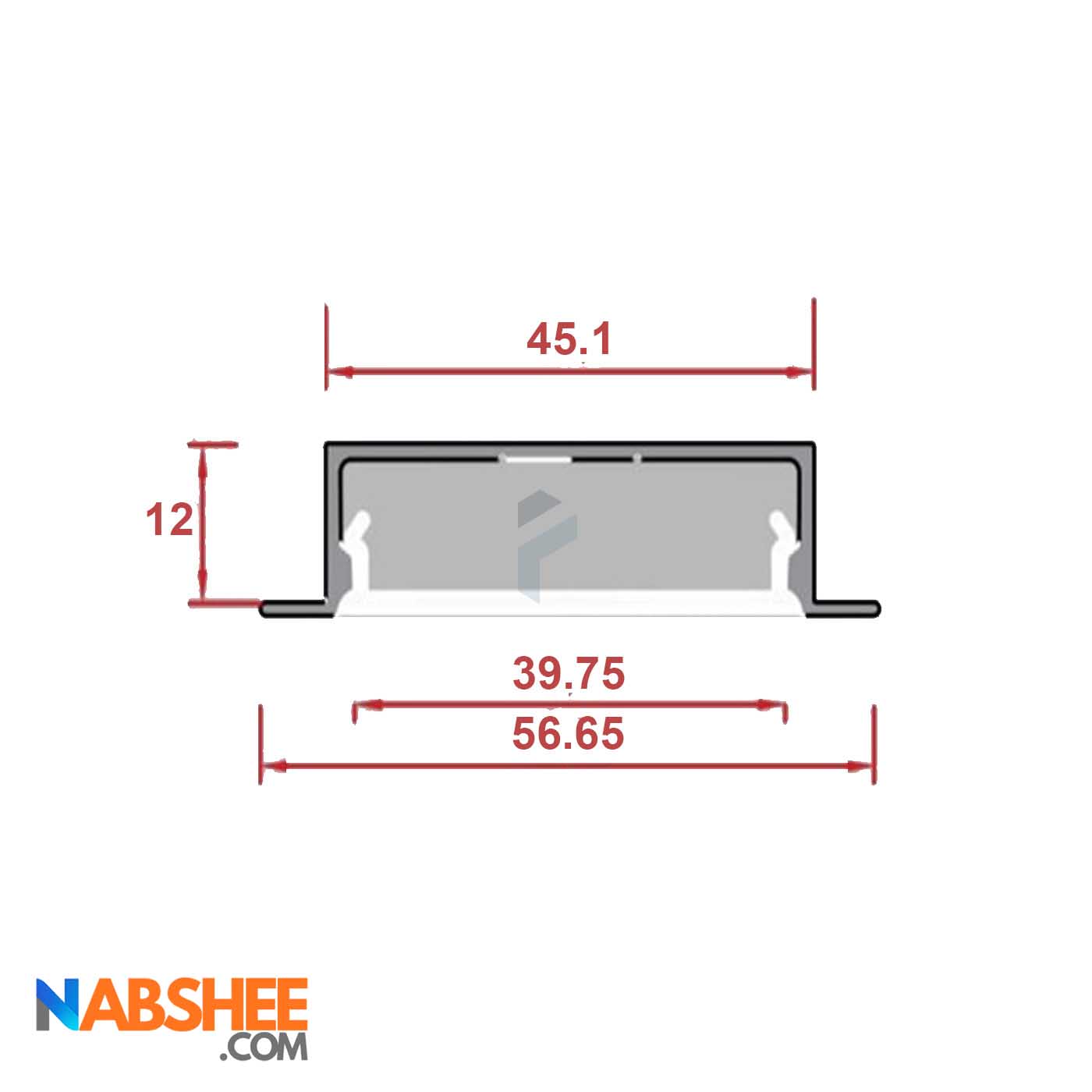 پروفیل نور خطی آلومینیومی 4/5 سانتی کنافی کد LK4B مشکی + دیفیوزر رایگان