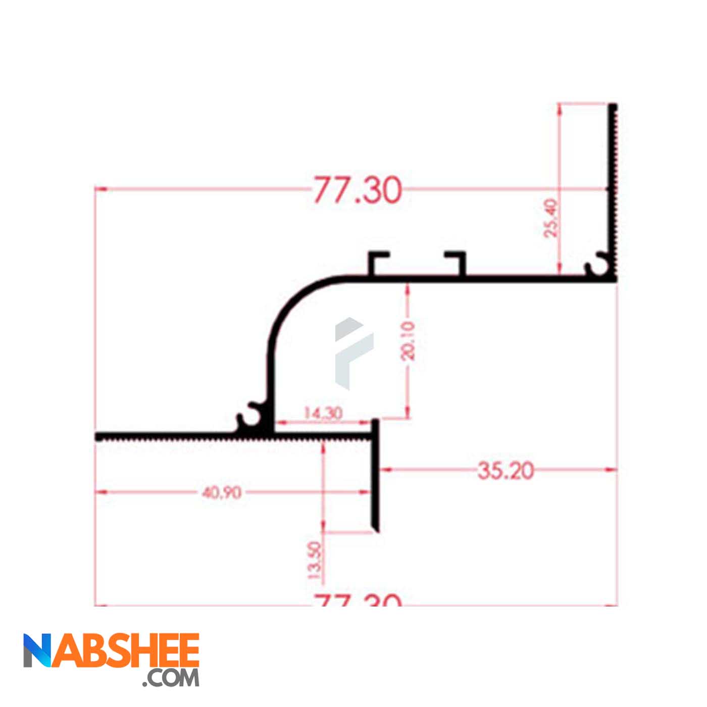 پروفیل نور خطی آلومینیومی مخفی کنج کناف قوس دار کد LK7W سفید