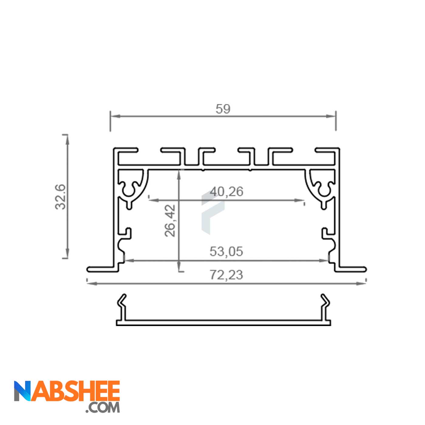 پروفیل نور خطی آلومینیومی 5 سانتی لبه دار کد L51W سفید + دیفیوزر رایگان