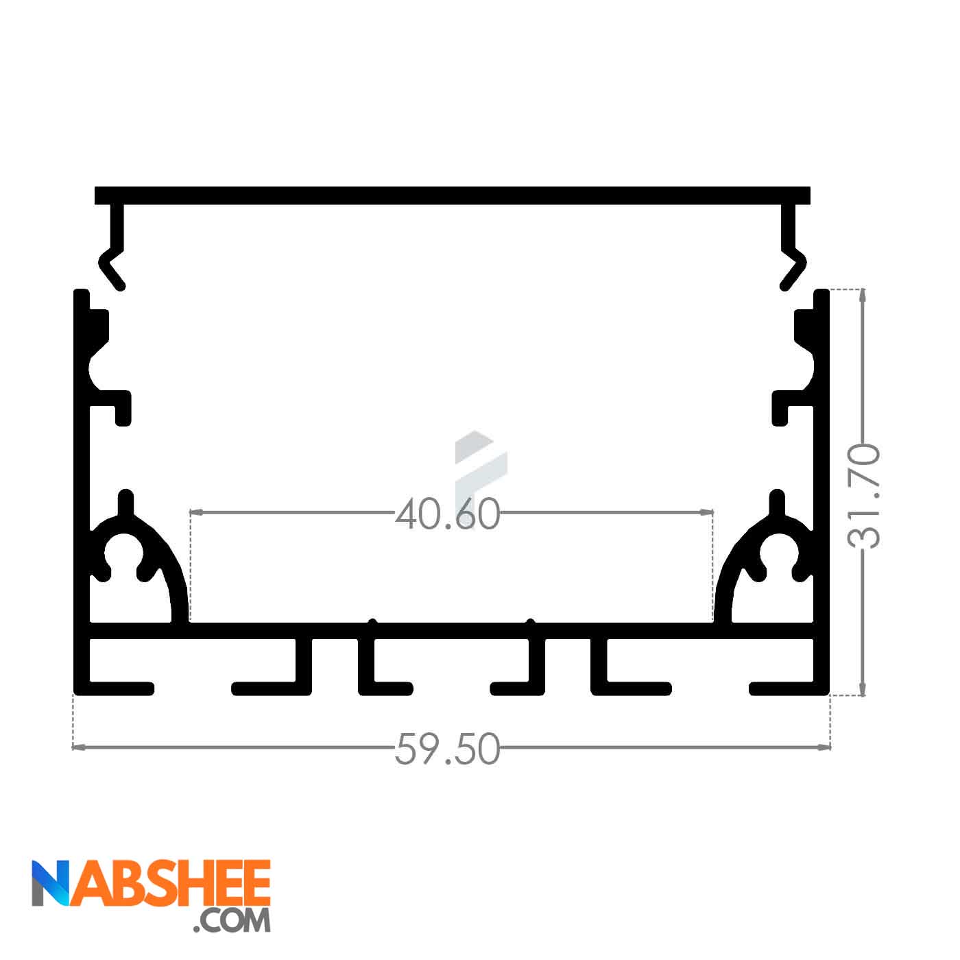 پروفیل نور خطی آلومینیومی 5 سانتی بدون لبه کد L50W سفید + دیفیوزر رایگان
